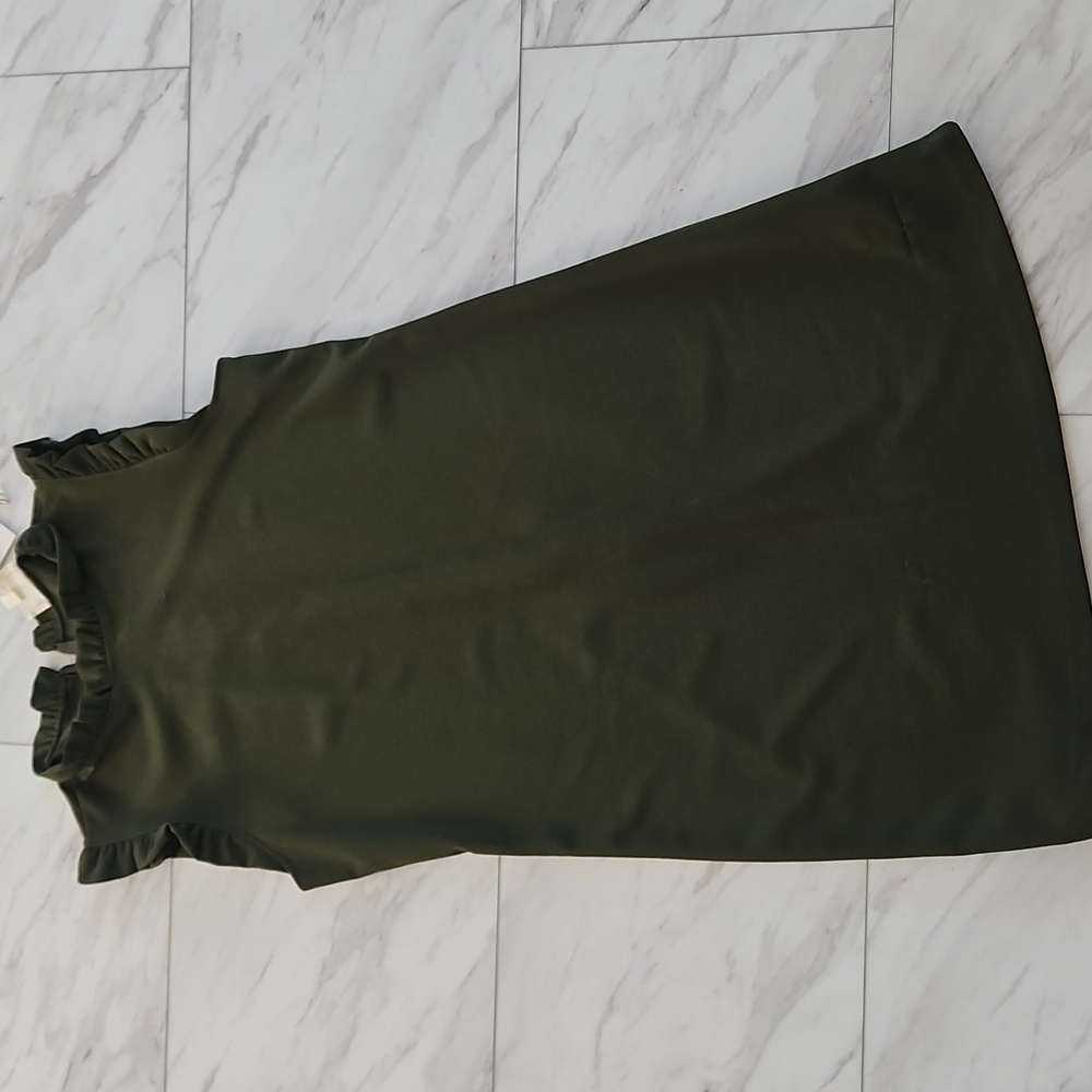 Elegant Olive Green Ruffle Dress